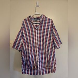 Men's CINCH Red And Blue Plaid Short Sleeve Shirt Xl